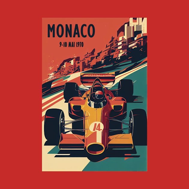 1970 Monaco Grand Prix Racing Travel Poster by GreenMary Design