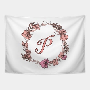 Letter P Rose Pink Initial Monogram - Letter p Tapestry