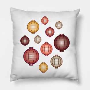 Lanterns | Mid Autumn Festival | Maroon Orange Gray Pillow