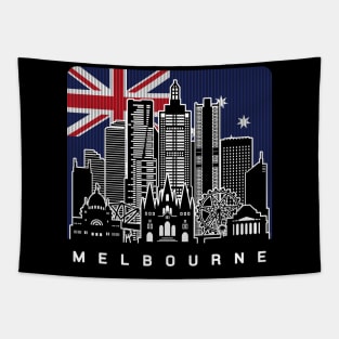 Melbourne Australia Skyline Australian Flag Tapestry