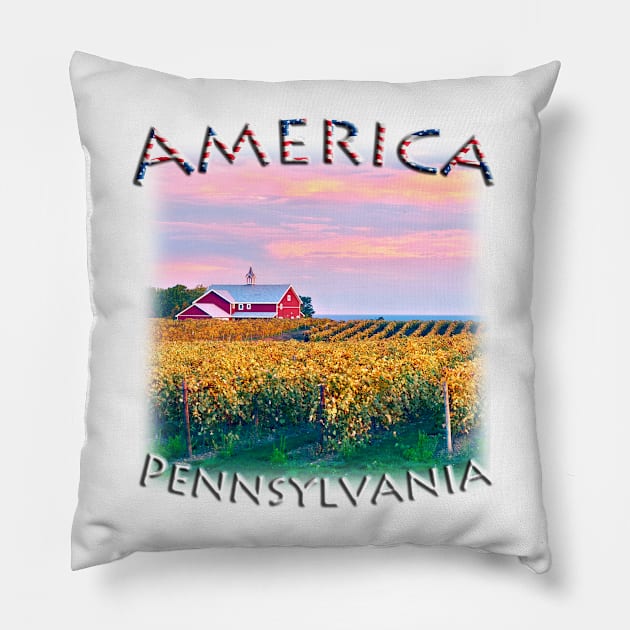 America - Pennsylvania - Fall colours with Winery Pillow by TouristMerch