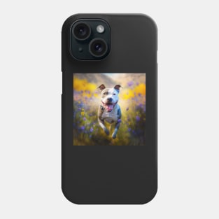 Wildflowers and Pitbull Impressionist Art Print Phone Case