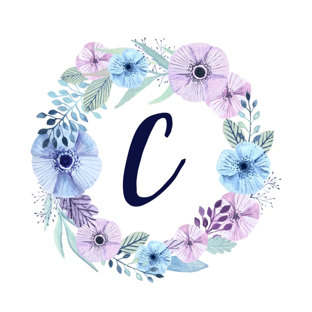 Floral Monogram C Icy Winter Blossoms by floralmonogram