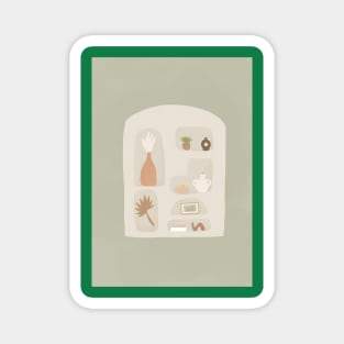 Cream shelf with green background Magnet