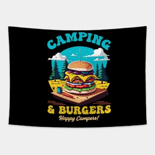 Camping and Burgers Happy Campers Tapestry