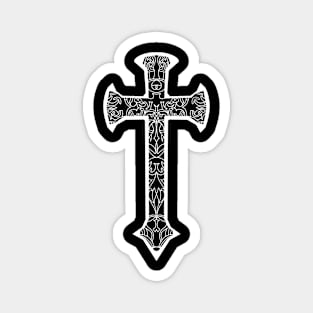 White colored cross design with intricate Celtics work Magnet