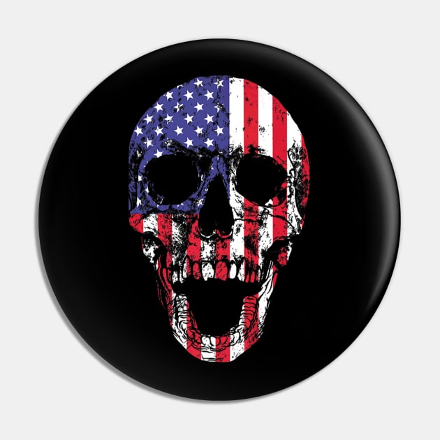 American Flag Skull Pin by Feliz ZombiePunk