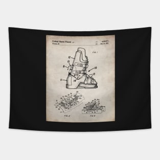 Ski Boots Patent - Skier Ski Lodge Chalet Art - Antique Tapestry