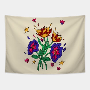 Flaming Floral Dreams Tapestry