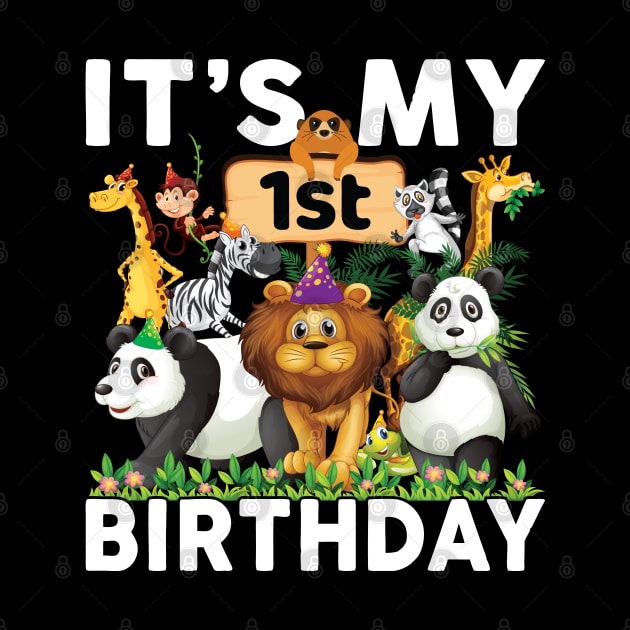 Its My 1st Birthday Shirt Safari Zoo Animals Lover Birthday Party by Sowrav