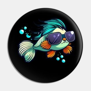 COOL BETTA FISH WITH SUNGLASSES Pin