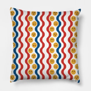 Fun Emoji Wavy Line Pattern Pillow