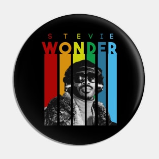 stevie wonder rainbow retro Pin