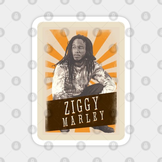 Vintage Aesthetic Ziggy Marley Reggae Magnet by SkulRose