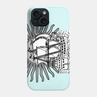 Caravel boat under the sun's rays Phone Case