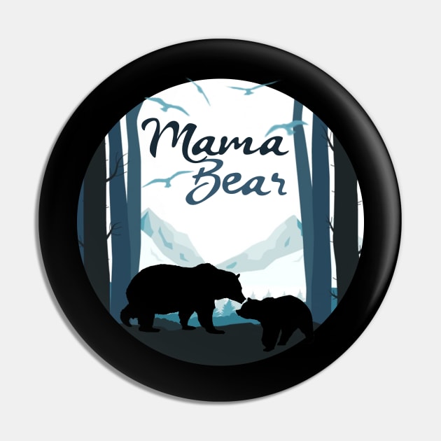 Mama Bear with Baby Cub in the Mountains Pin by treszurechest