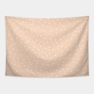 Light Brown Coral Sand Pastel Color White Dots Pattern Tapestry