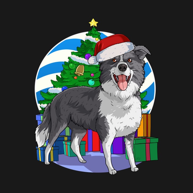 Border Collie Cute Santa Christmas Gift by Noseking