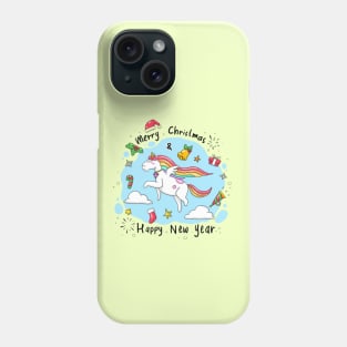 Merry Christmas Happy New Year Unicorn Phone Case