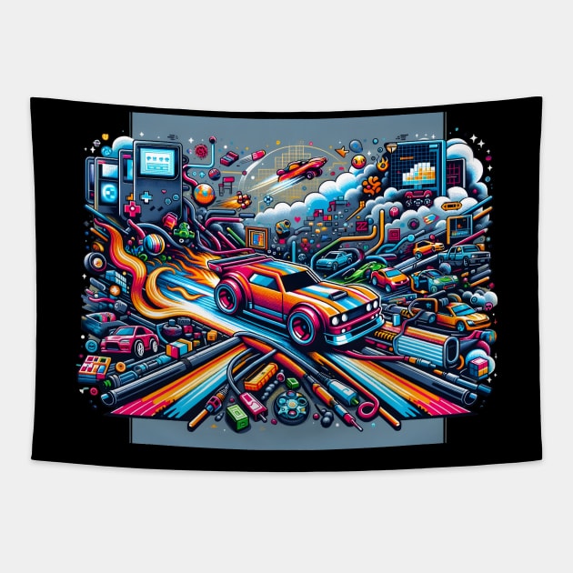 Gaming Themed Hot Wheels Tapestry by HorseDriftKNS