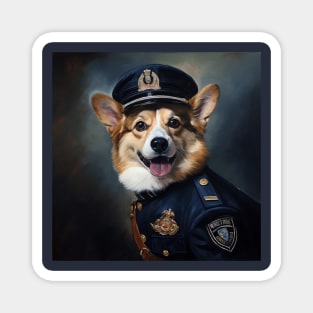 Police Officer Corgi Magnet