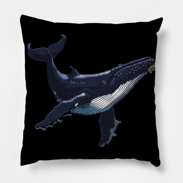 Whale in Pixel Form Pillow by Animal Sphere