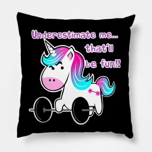 Barbell unicorn, gym girl, fitness girl Pillow