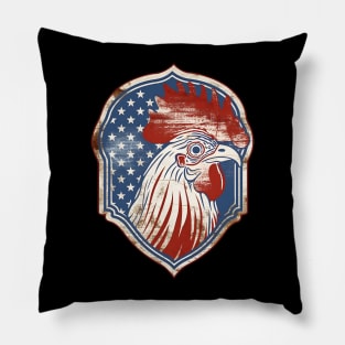 Gallic rooster head on a vintage American coat of arms Pillow