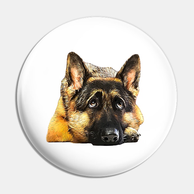 German Shepherd Looking Up Pin by ElegantCat