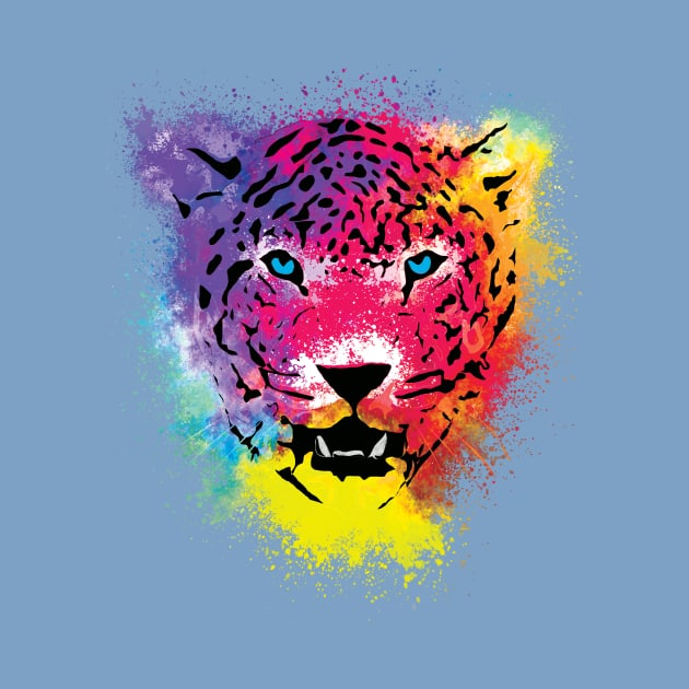 Colorful Tiger Face Vibrant Paint Splatters by ddtk