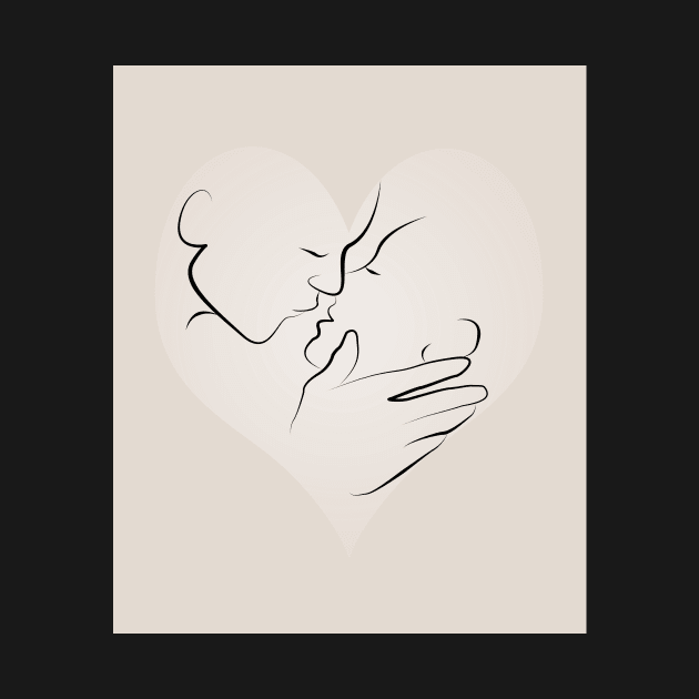 Minimalistic French Kiss In A Heart Illustration by 4U2NV-LDN