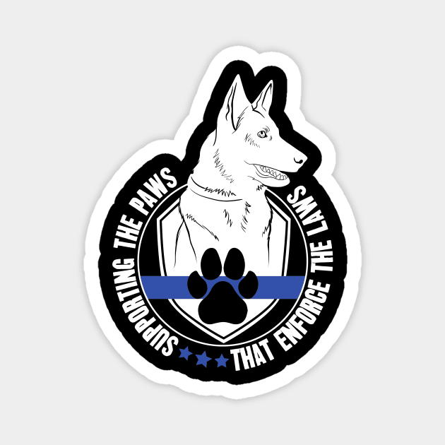 Supporting the paws that enforce the laws - K9 police officer support Magnet by captainmood