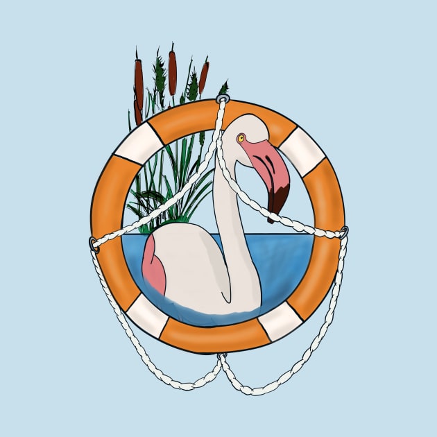 Flamingo In Life Reserver by DesignsBySaxton