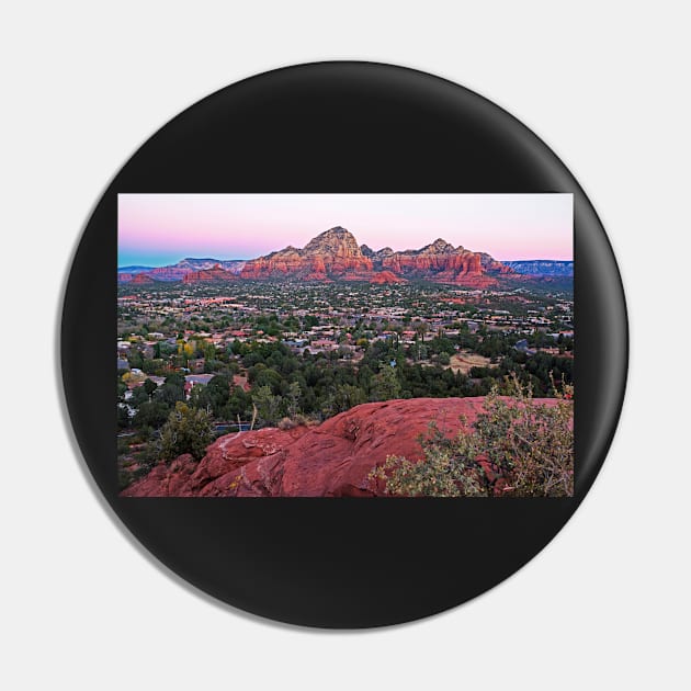 Looking down on Sedona from Airport Mesa Sunrise Pin by WayneOxfordPh