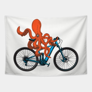 Octopus On A Bicycle Meme Tapestry