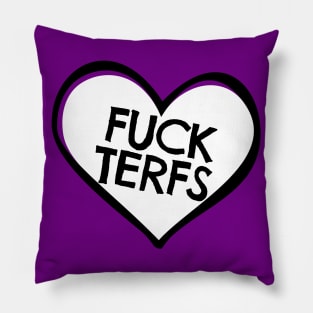 White heart: FUCK TERFS Pillow