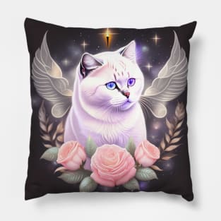 Angel White British Shorthair Pillow