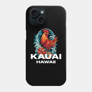 Kauai Hawaii - Rooster (with White Lettering) Phone Case