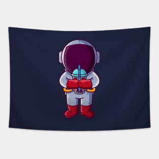 Cute Astronaut Drinking Boba Cartoon Tapestry