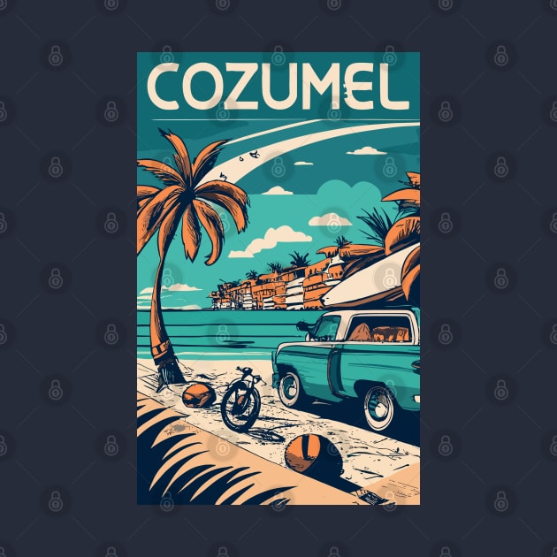 A Vintage Travel Art of Cozumel - Mexico by goodoldvintage