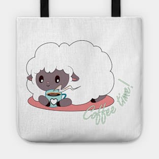 coffee time - sheep holding a coffee mug Tote