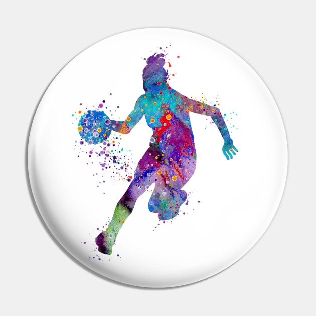 Girl Basketball Watercolor Painting Art Print Gifts Pin by LotusGifts