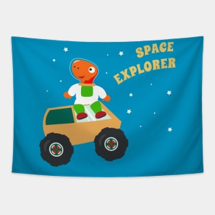 Cute dinosaur astronaut. Tapestry