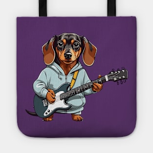 Dachshund Playing Guitar Tote