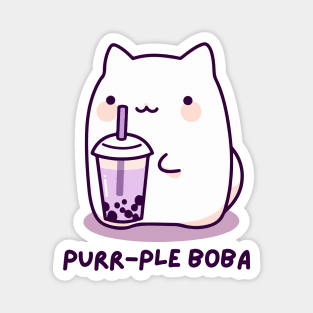 Purr-ple Boba - Funny Boba Cat Milk Tea - Purple - Taro Bubble Tea - Funny Boba Cat Milk Tea - Purple - Taro Bubble Tea Magnet