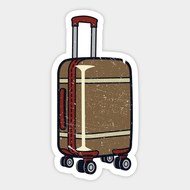 Retro Suticase. Vintage Suitcase With Retro Travel Stickers On A