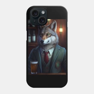 Wild And Classy Barkeeper Wolf In A Suit - Unique Wildlife Art Print For Fashion Lovers Phone Case