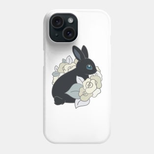 Floral Bunny - Black Phone Case