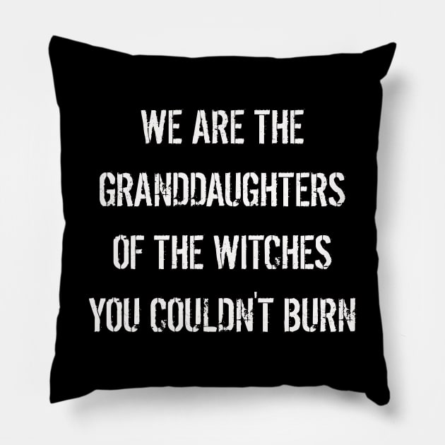 We are The Granddaughters of The Witches You Couldn't Burn Pillow by StilleSkyggerArt