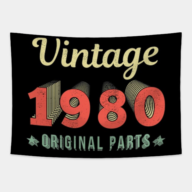 Vintage Retro 1980 40 Years Old 40th Birthday Gift Tapestry by CreativeSalek